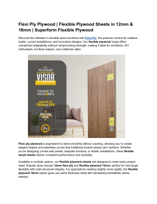 Flexi Ply Plywood  Flexible Plywood Sheets in 12mm & 18mm  Superform Flexible Plywood