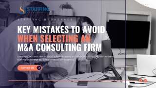 Key Mistakes to Avoid When Selecting an M&A Consulting Firm