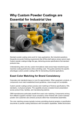 Why Custom Powder Coatings are Essential for Industrial Use