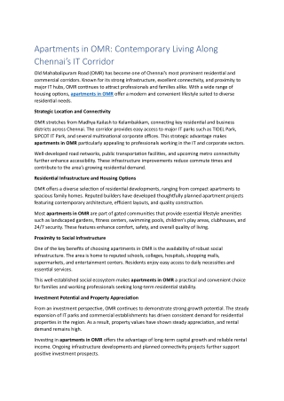 Apartments in OMR - Jain Housing