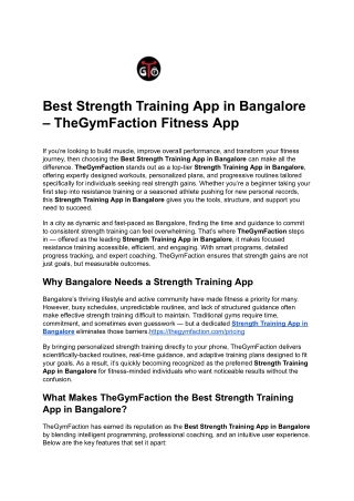 Best Strength Training App in Bangalore – TheGymFaction Fitness App