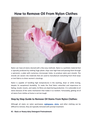 How to Remove Oil From Nylon Clothes - Hello Laundry