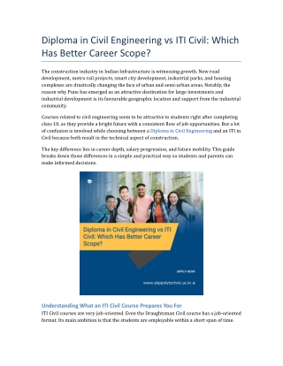 Diploma in Civil Engineering vs ITI Civil_ Which Has Better Career Scope_.docx