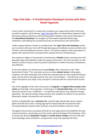 Yoga Trek India – A Transformative Himalayan Journey with Shiva Nandi Yogashala