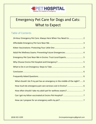 Emergency Pet Care for Dogs and Cats