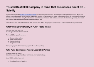 Trusted Best SEO Company in Pune That Businesses Count On – Saletify