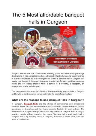 Best Banquet Halls in Gurgaon for Every Occasion