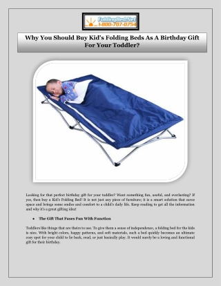 Why You Should Buy Kid’s Folding Beds As A Birthday Gift For Your Toddler
