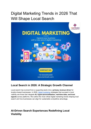 Digital Marketing Trends in 2026 That Will Shape Local Search
