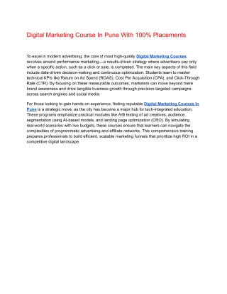 Digital Marketing Course In Pune