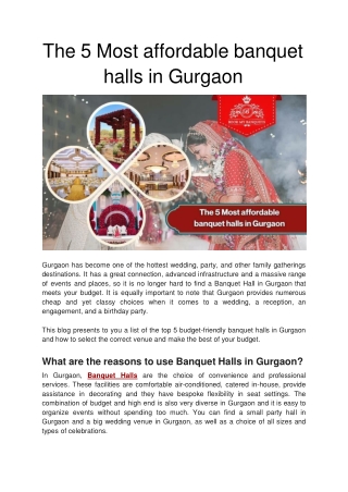 Top Banquet Halls in Gurgaon for Weddings & Events