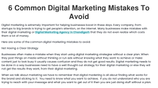 6 Common Digital Marketing Mistakes To Avoid