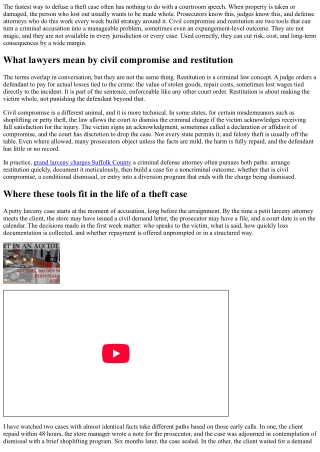 Theft Crimes Defense: Civil Compromise and Restitution Options