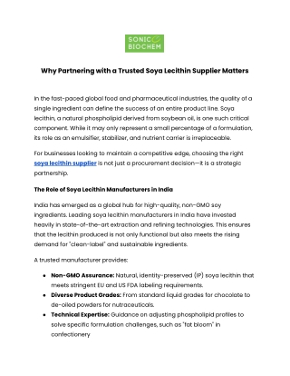 Ensuring Product Excellence with Premium Soya Lecithin