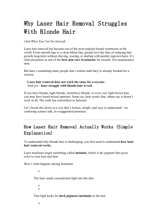 Why Laser Hair Removal Struggles With Blonde Hair