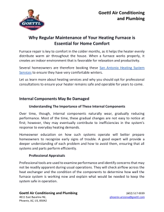 Why Regular Maintenance of Your Heating Furnace is Essential for Home Comfort