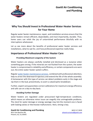 Why You Should Invest in Professional Water Heater Services for Your Home