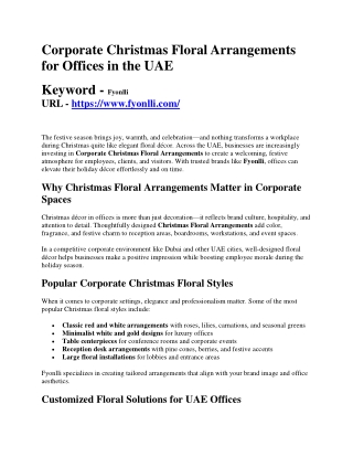 Corporate Christmas Floral Arrangements for Offices in the UAE