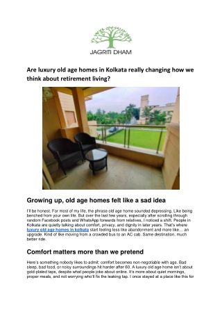 Are luxury old age homes in Kolkata really changing how we think about retiremen