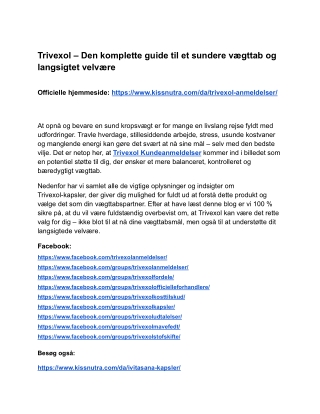 Trivexol – Den komplette guide til et sundere vægttab og langsigtet velvære