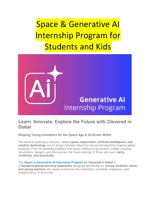 Space & Generative AI Internship Program for Students and Kids