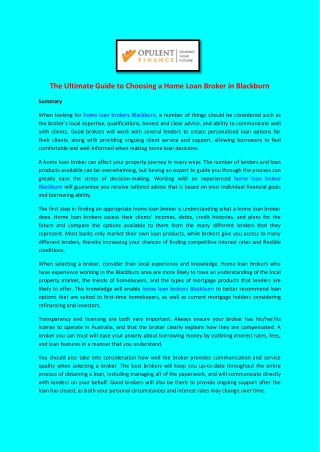 The Ultimate Guide to Choosing a Home Loan Broker in Blackburn