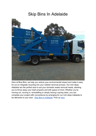 Skip Bins In Adelaide