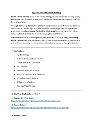 Big Data Hadoop Online Training Real-time support from India