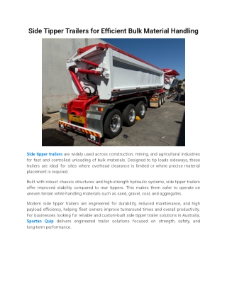 Side Tipper Trailers for Efficient Bulk Material Handling