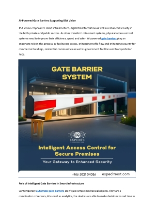 AI-Powered Gate Barriers Supporting KSA Vision