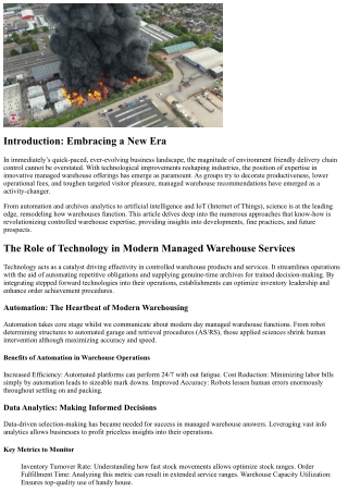The Role of Advancement in Modern Managed Warehouse Solutions