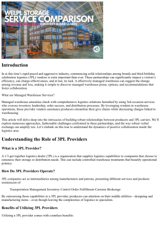 Building Robust Bonds Between Manufacturers and 3PL Providers