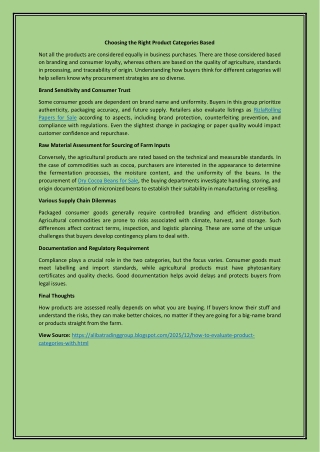 Choosing the Right Product Categories Based