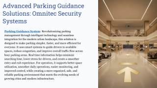 Parking Guidance System