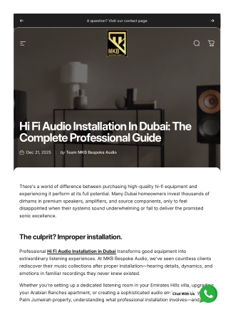Hi Fi Audio Installation In Dubai: The Complete Professional Guide