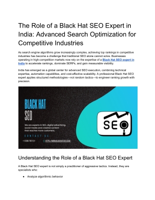 The Role of a Black Hat SEO Expert in India_ Advanced Search Optimization for Competitive Industries