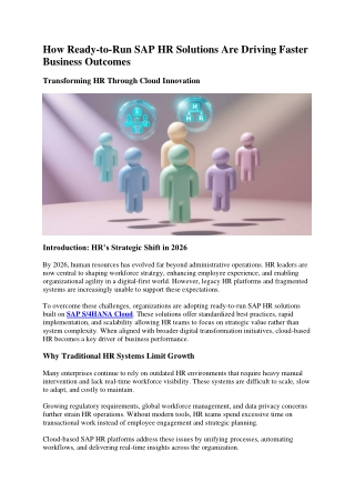 How Ready-to-Run SAP HR Solutions Are Driving Faster Business Outcomes