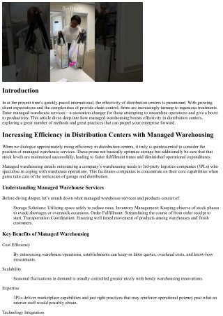 Increasing Efficiency in Distribution Centers with Managed Warehousing