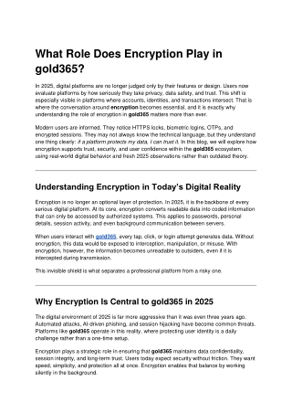 What Role Does Encryption Play in gold365