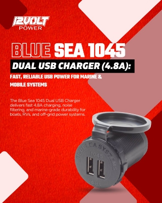 Blue Sea 1045 Dual USB Charger (4.8A) Fast, Reliable USB Power for Marine & Mobile Systems