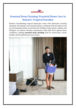 Seasonal Deep Cleaning: Essential Home Care in Hawaii's Tropical Paradise
