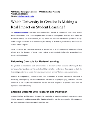 Which University in Gwalior Is Making a Real Impact on Student Learning