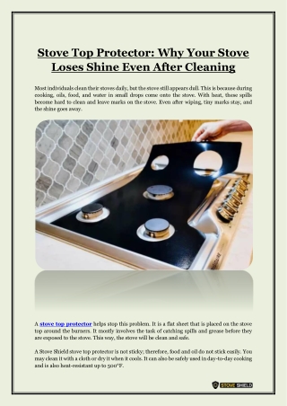 Stove Top Protector- Why Your Stove Loses Shine Even After Cleaning