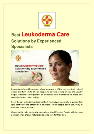 Best Leukoderma Care Solutions by Experienced Specialists