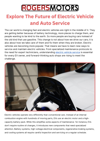 Explore The Future of Electric Vehicle and Auto Service
