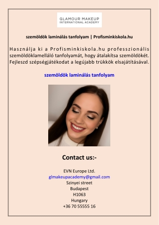 szemöldök laminálás tanfolyam Profisminkiskola.hu