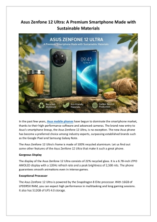 Asus Zenfone 12 Ultra A Premium Smartphone Made with Sustainable Materials