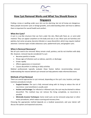 How Cyst Removal Works and What You Should Know in Singapore