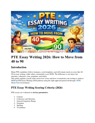 PTE Essay Writing 2026 How to Move from 40 to 90