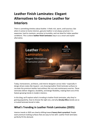 Leather Finish Laminates Elegant Alternatives to Genuine Leather for Interiors